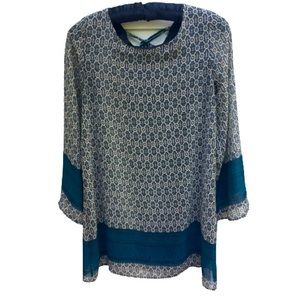 Lila Dress Tunic Sheer w Border EUC Size L